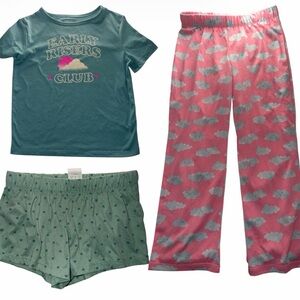 Cat & Jack 3PC Girls Pajama Set Early Risers Club Size 6/7 NWT